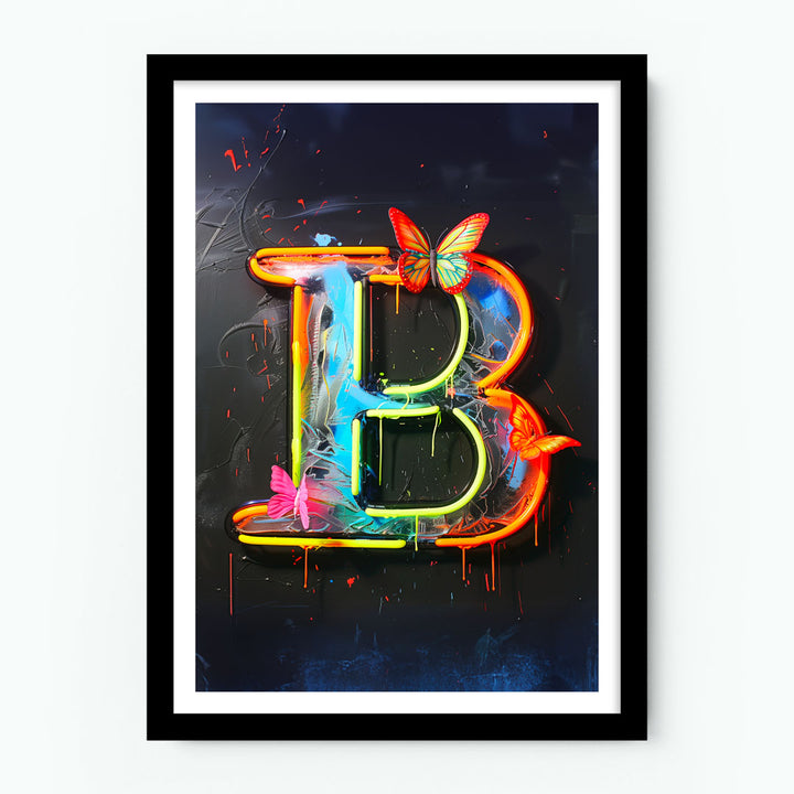 B Alphabet Neon Poster