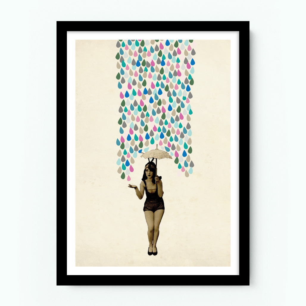 Girl With The Umbrella Abstract Art Poster