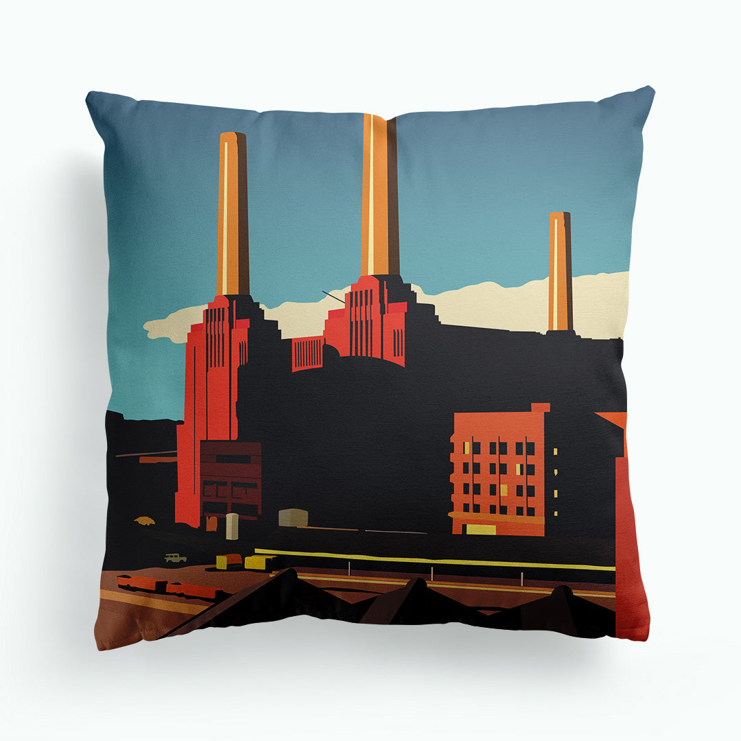 Battersea Power Station London Red Cushion