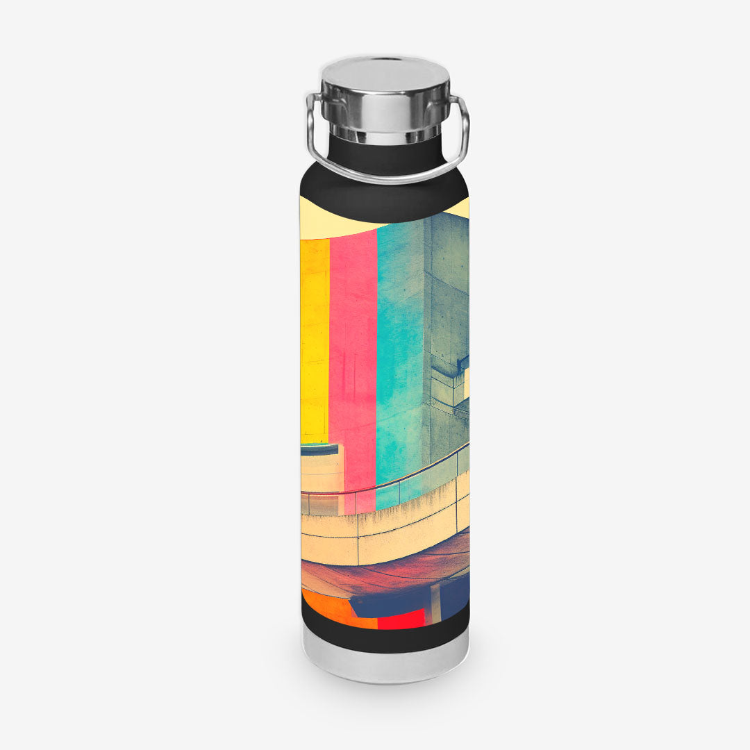Brutalist Building Red and Yellow Anthotype 650ml Copper Insulated Water Bottle