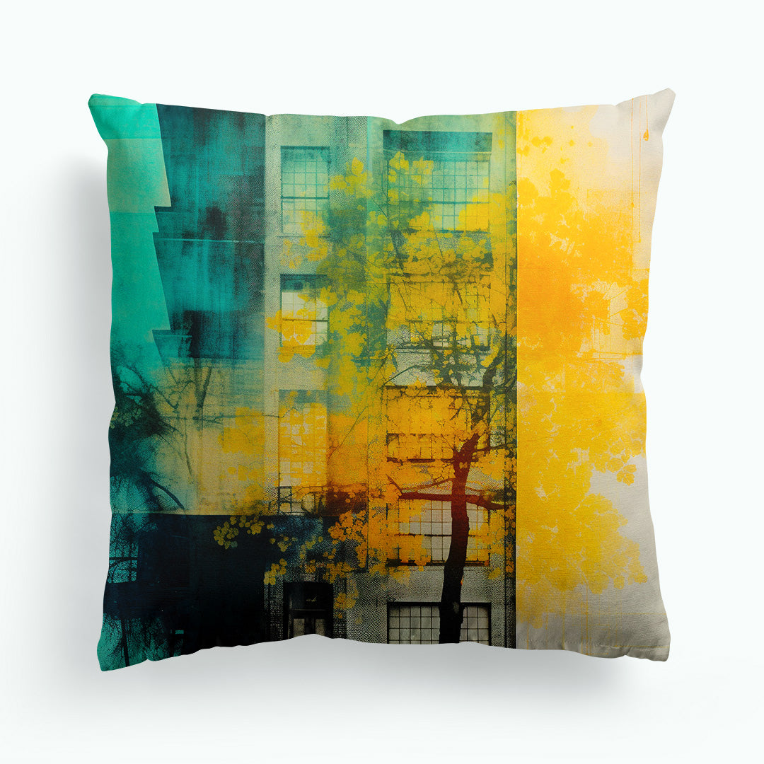 Colourful Building Nature Anthotype Cushion