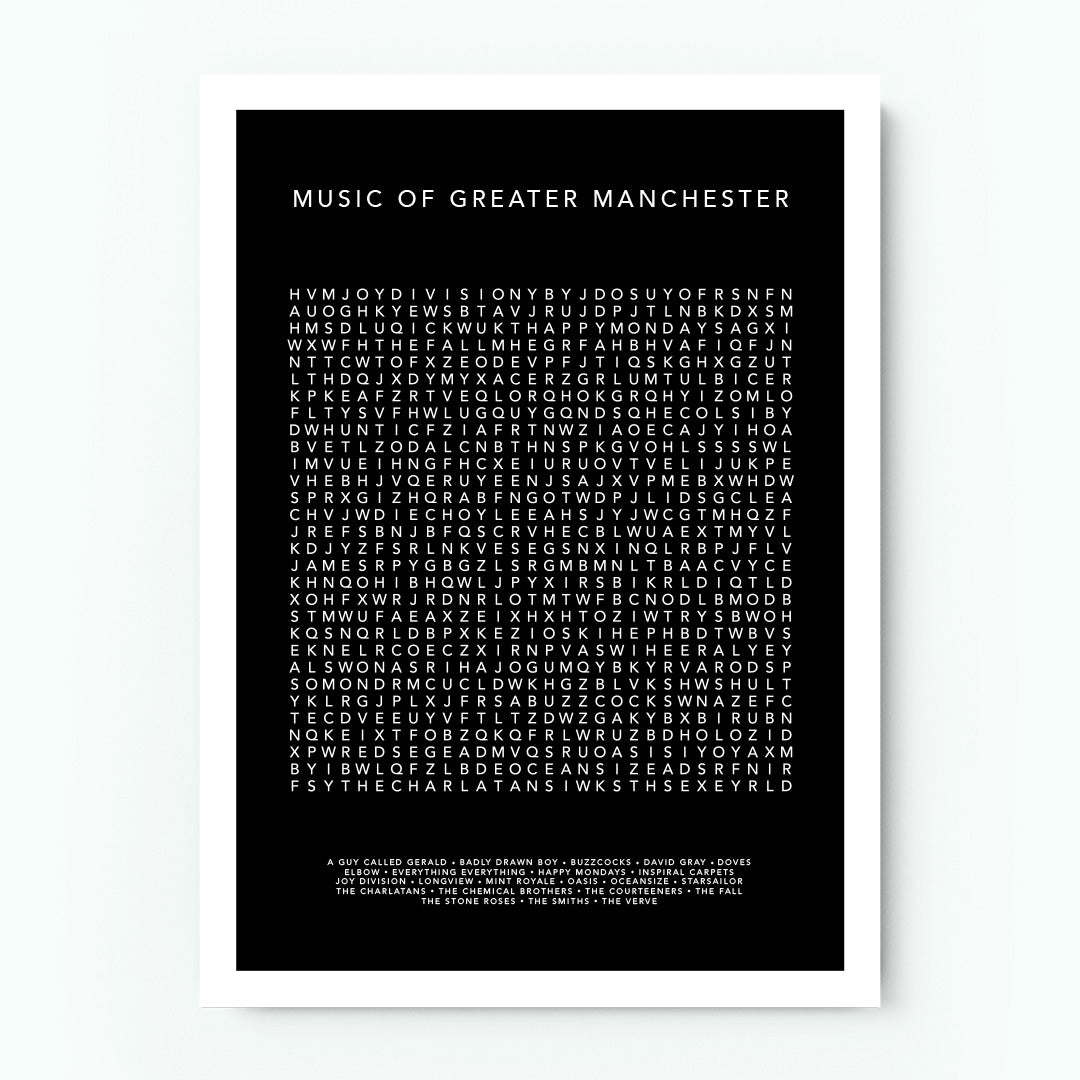 Music of Greater Manchester Word Search Poster