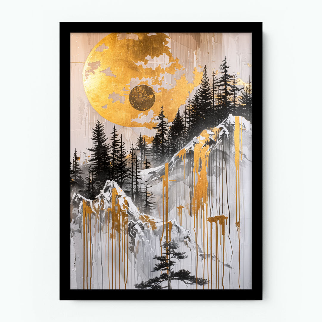 Abstract Gold Sun Poster