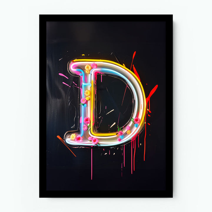 D Alphabet Neon Poster