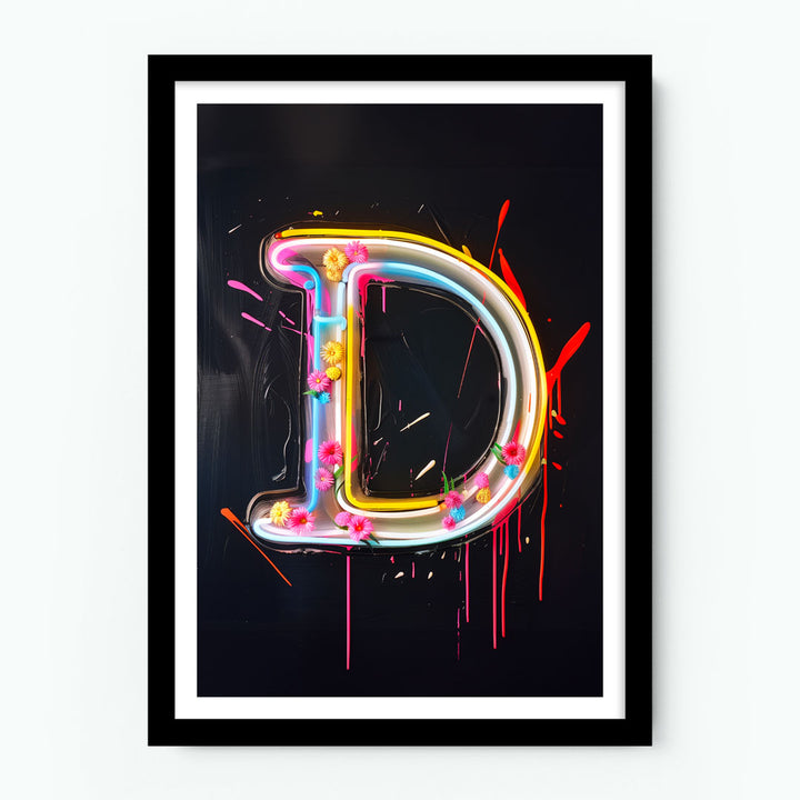 D Alphabet Neon Poster
