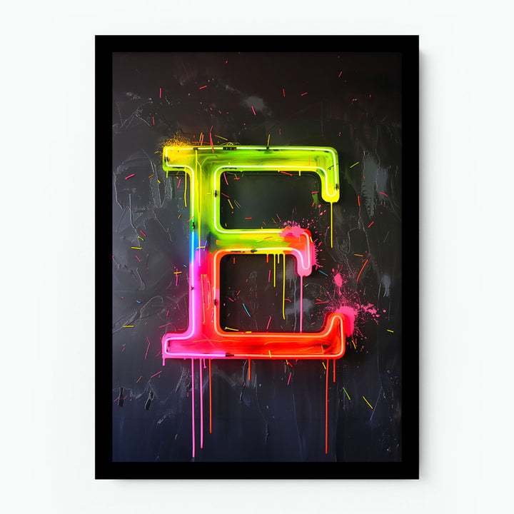 E Alphabet Neon Poster
