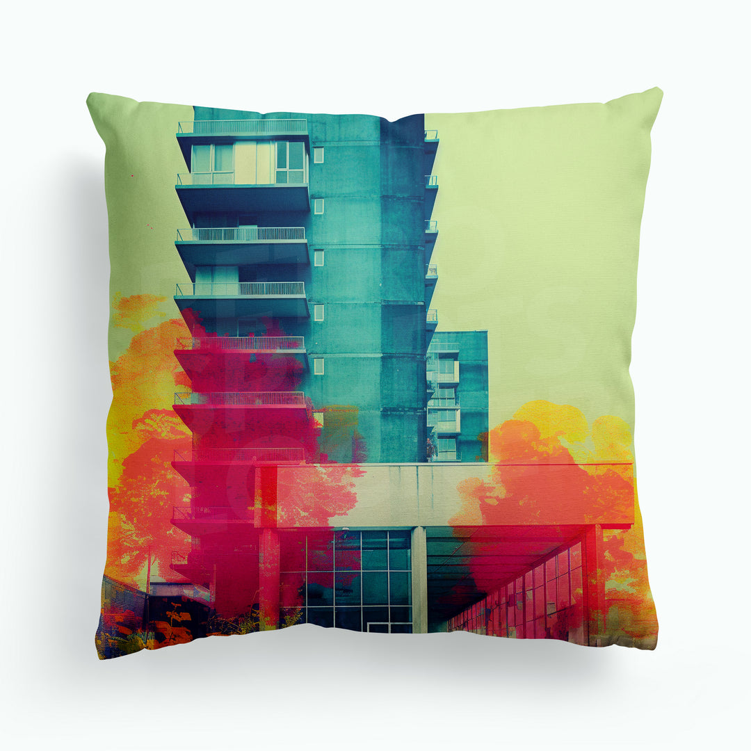 Colourful Building Anthotype Cushion