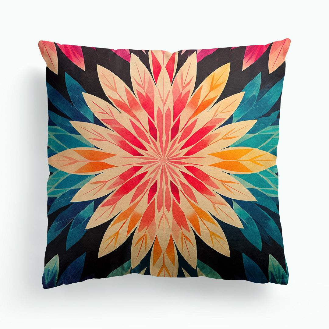 Colourful Flower Anthotype Pattern Cushion