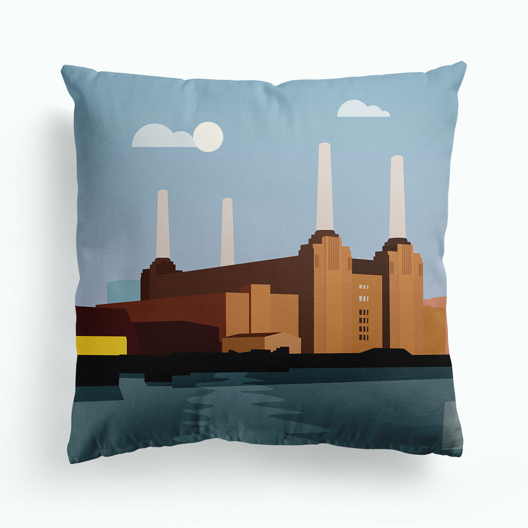 Battersea Power Station London Blue Cushion