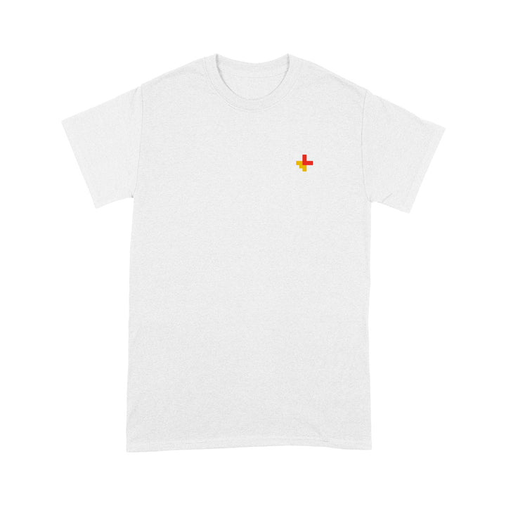 Brutalist Building Red and Yellow White T-Shirt