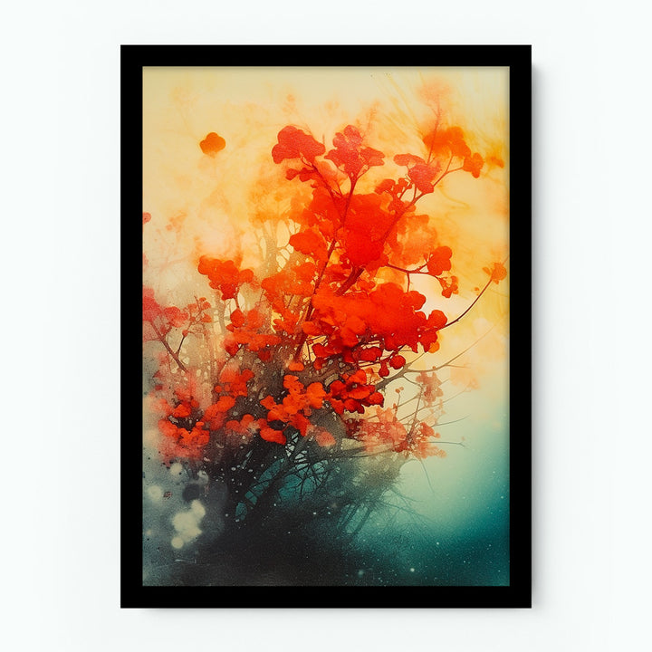 Colourful Flowers Red Anthotype Poster