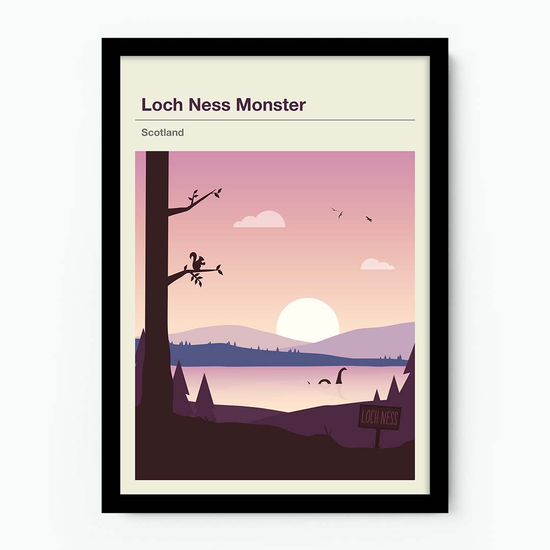 Loch Ness Monster Mythical Landscape Poster