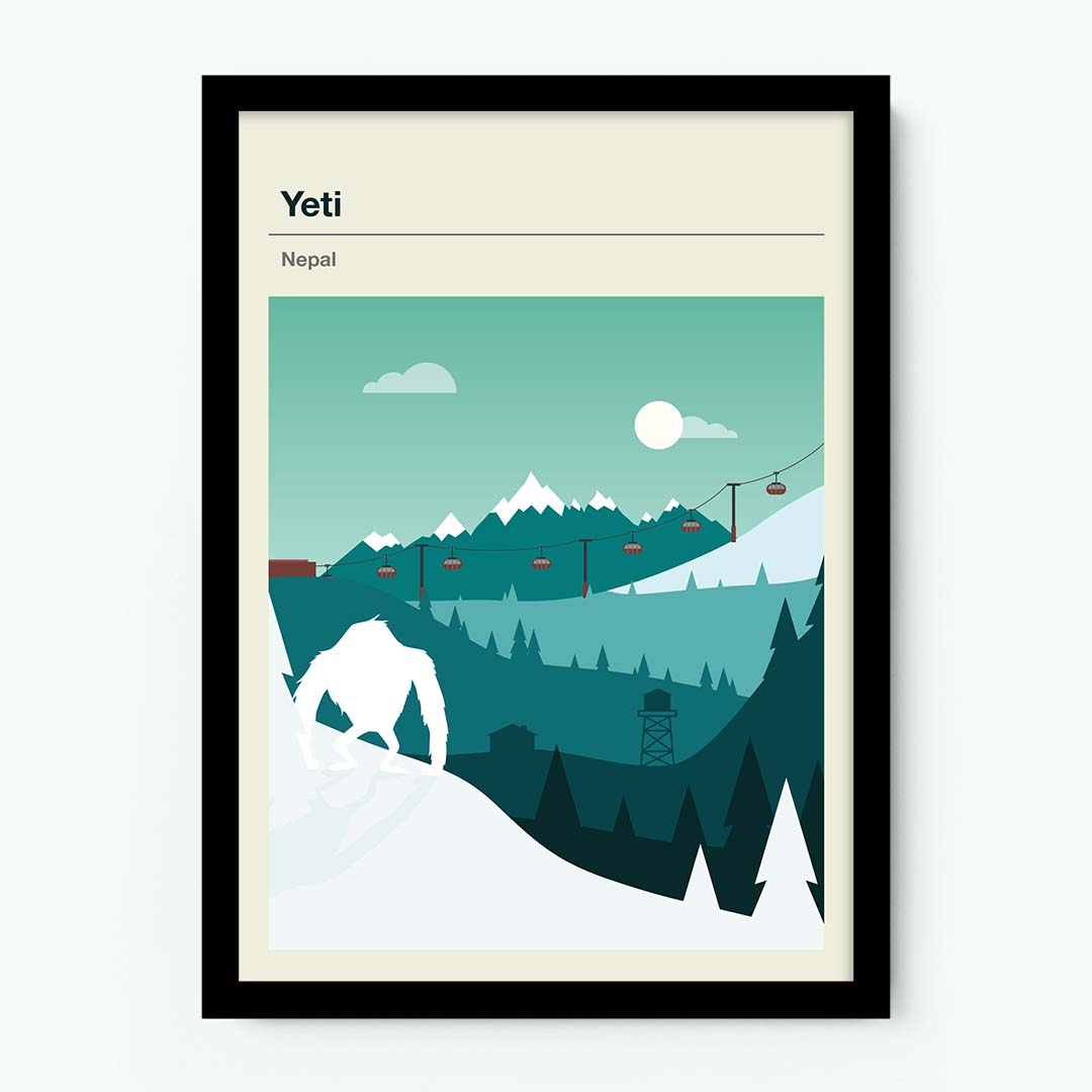 Yeti Mythical Landscape Poster
